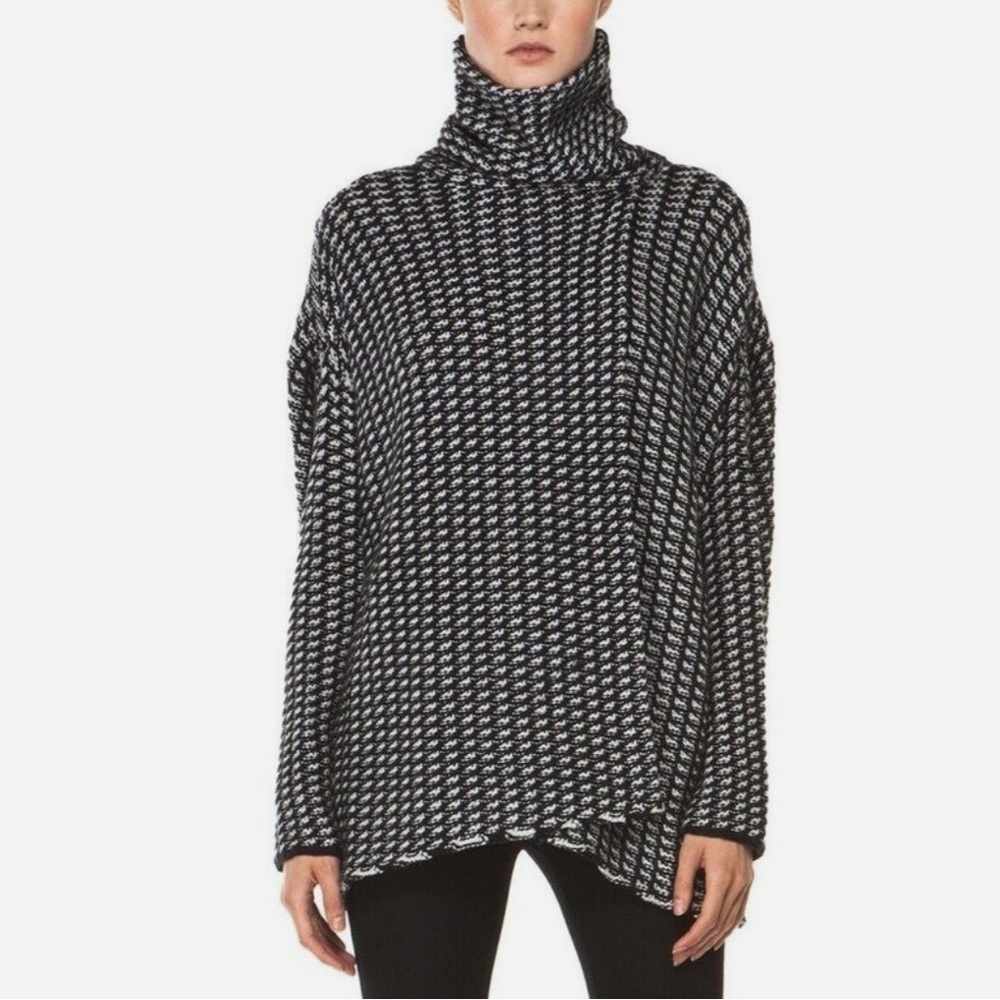 Diane Von Furstenberg Black and White Ahiga Wool Sweater - Picture 1 of 11